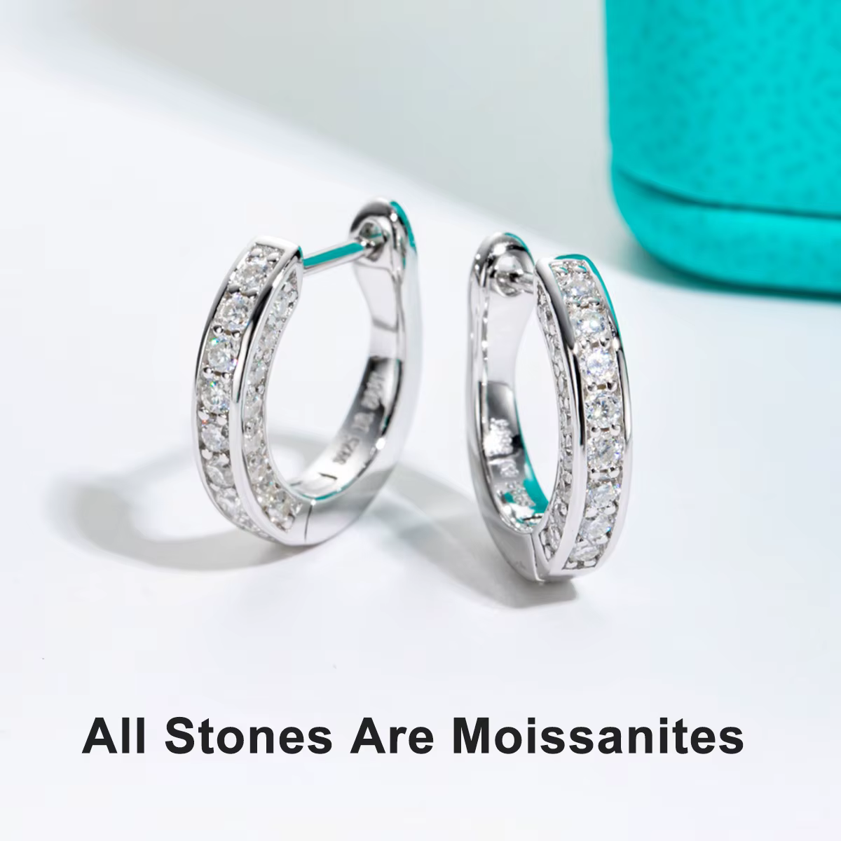 AnuJewel-Boucles d'oreilles créoles d'oreille Moissanite pour femme, argent regardé 0.56, bijoux de 