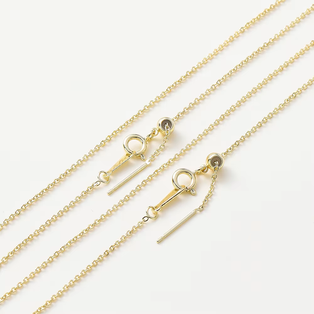 2 pièces/sac 48cm 14K 18K couleur or plaqué collier réglable O chaîne pendentif chaînes ajustement b