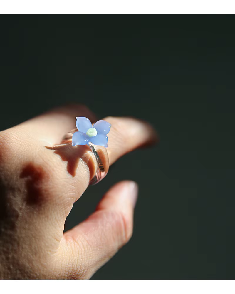 MM 2025 nouveauté bague en verre faite à la main pour les femmes exquis petit beau papillon fleur ho