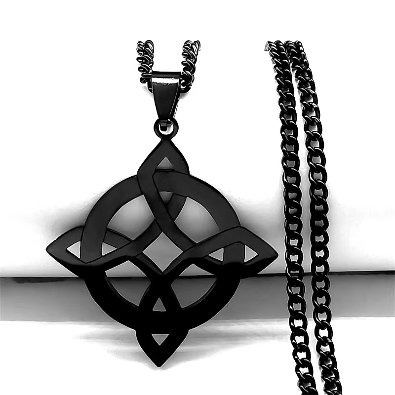Goth Viking noeud celtique collier nudo de bruja pendentif noeud de sorcière colliers en acier inoxy