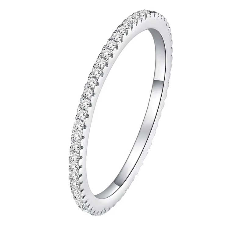 BAMOER plaqué or blanc solide 925 argent Sterling CZ simulé diamant empilable bague bandes d'éternit