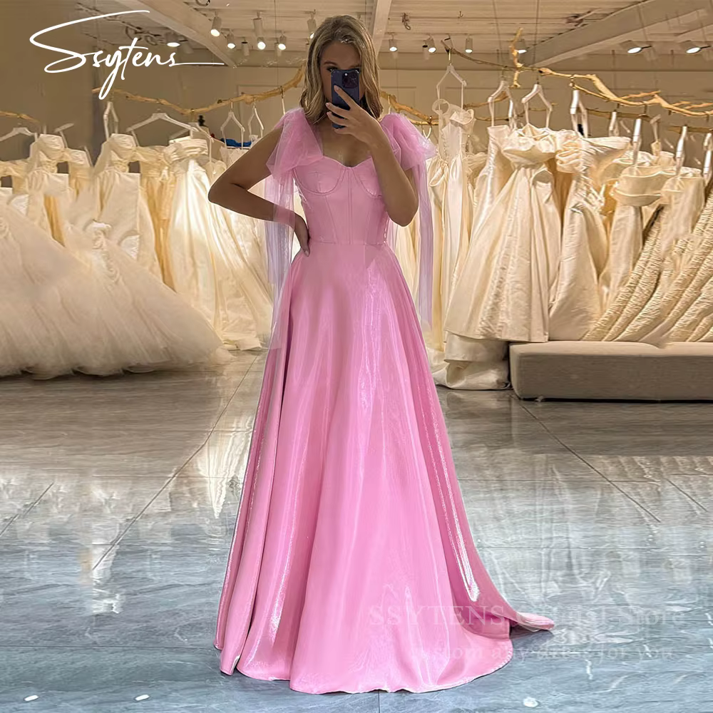 SSYTENS – robe de bal rose princesse, style A, brillante, longueur au sol, robe de soirée, robe de m