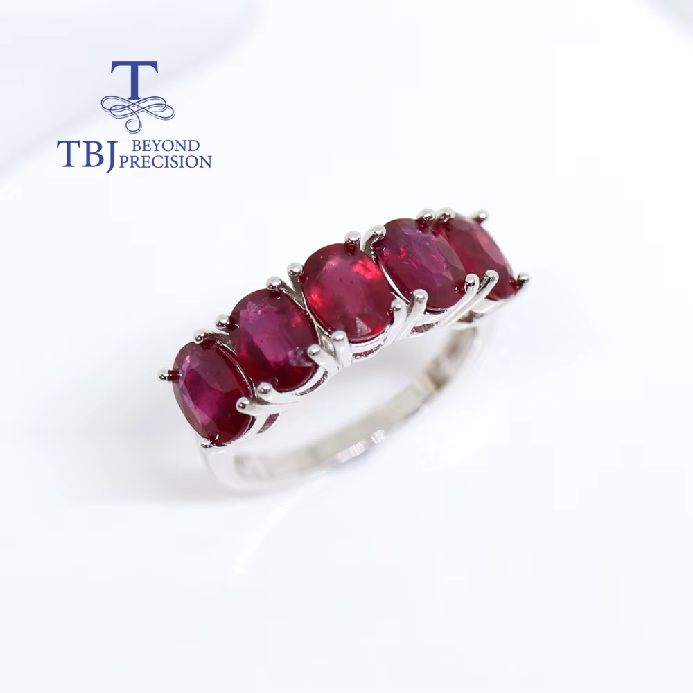 Bague en argent rubis rempli de pierres précieuses naturelles pour femmes, bijoux élégants, design c