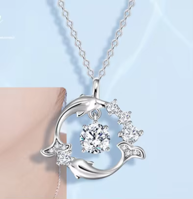 Collier pendentif en argent Sterling 925 pour femmes, bijoux dauphin, Design luxueux avec serrure en