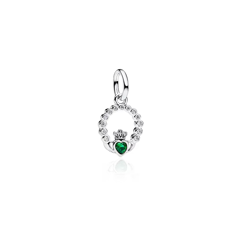 Bague Claddagh irlandaise en argent sterling 925 avec perle pendante, compatible avec les bracelets 