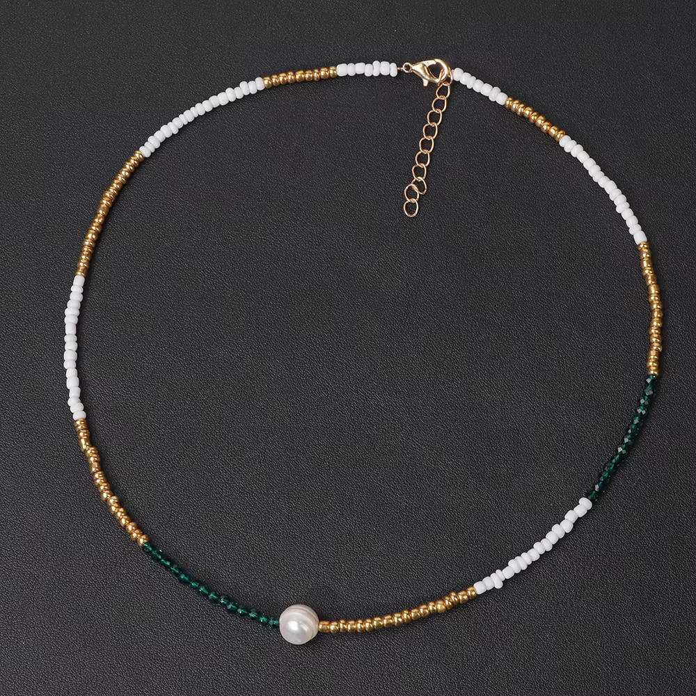 Élégant collier de perles de culture naturelles pour femme, tour de cou en cristal coloré, perles d'
