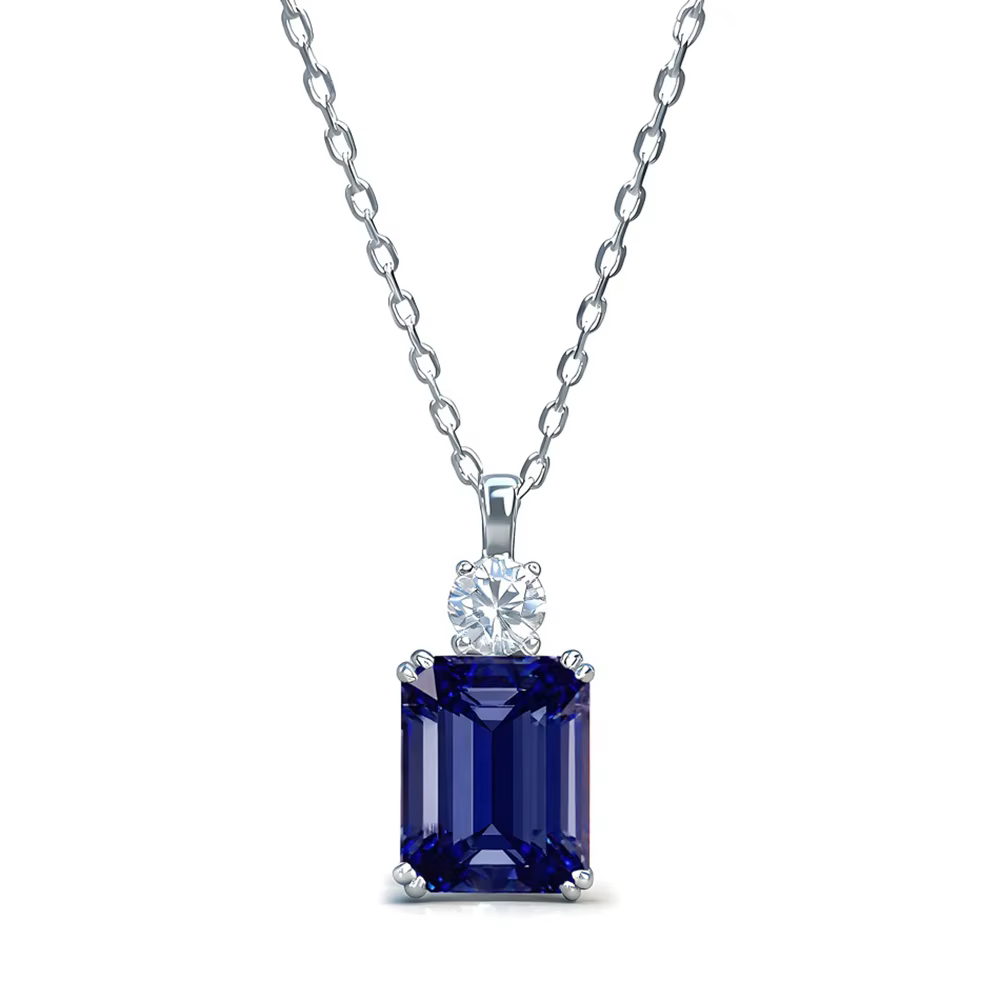 Wong Rain 925 argent Sterling 8*10 MM Tanzanite saphir rubis Citrine émeraude haute teneur en carbon
