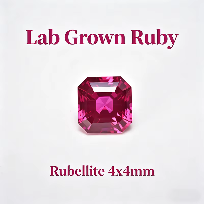 Saphir cultivé en laboratoire Sakura, couleur rose, coupe Asscher, certificat sélectionnable, pierre