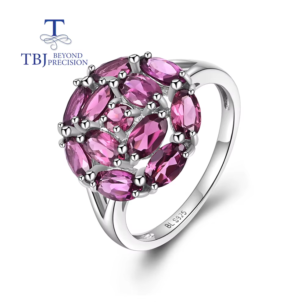 2026, Nouvelle bague en rhodolite garnet ronde, style mode luxe léger, bijoux en argent sterling 925