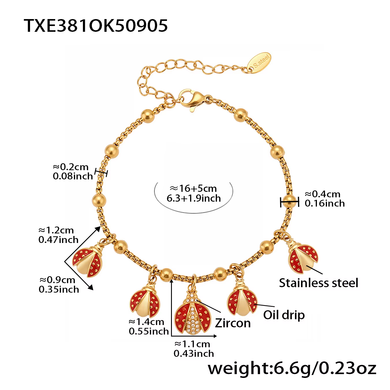 Collier pendentif coccinelle mignon plaqué or en acier inoxydable, avec chaîne en Zircon rouge, ense