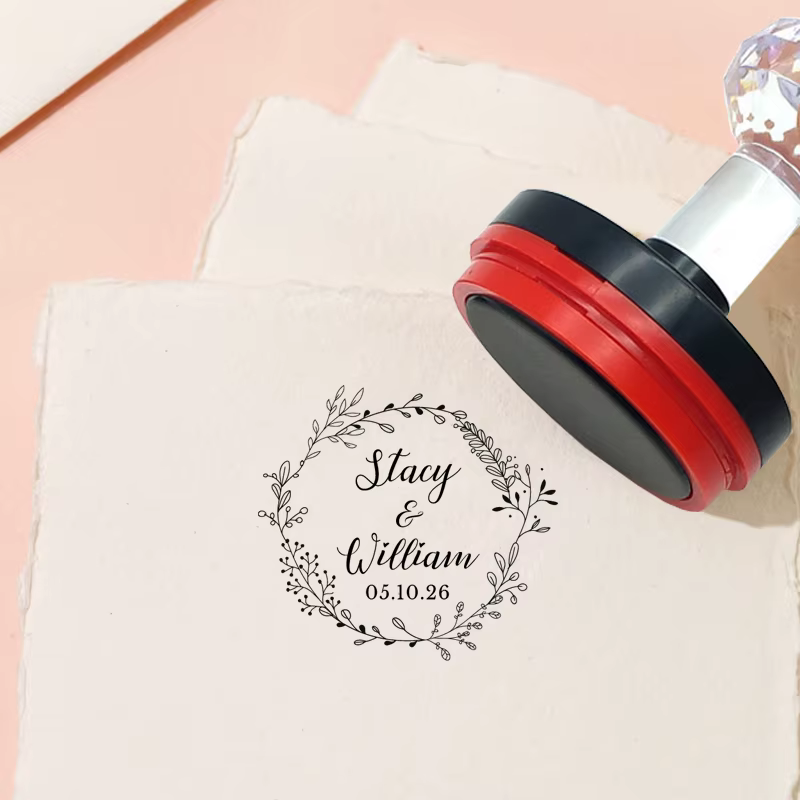 Tampon avec Logo personnalisé pour Invitation de mariage, tampon de conception de fleurs personnalis