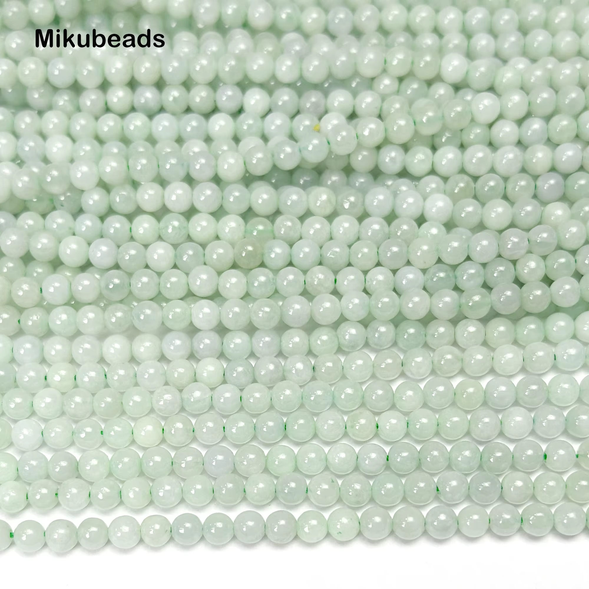Perles rondes lisses en Jade de birmanie naturel AA + 4mm, amples, pour la fabrication de bijoux, Br