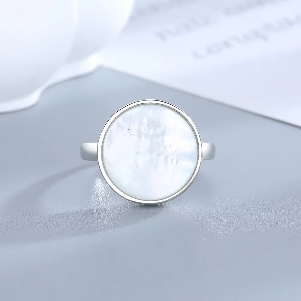 Bague en argent 15MM pierre naturelle Lapis Agate Malachite brève conception bague mignonne Fine fem