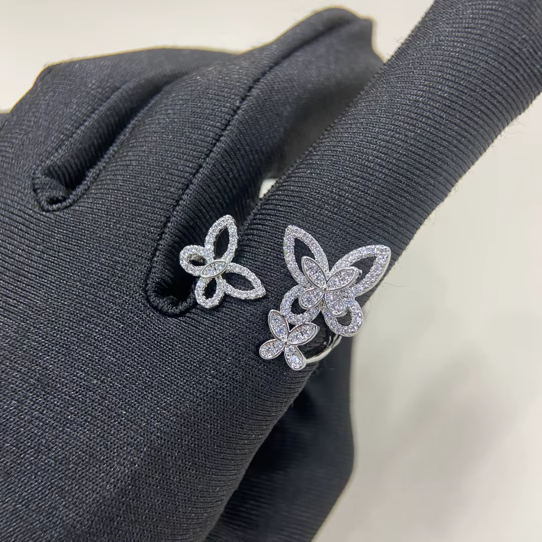 Bagues pour femmes en argent S925 classiques, ajourées et serties de diamants, avec trois formes de 