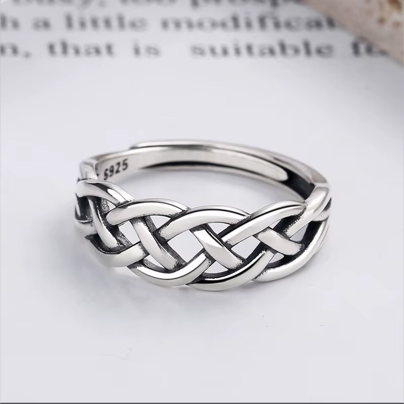 Bagues en argent Sterling 925 pour femmes, Vintage, faites à la main, réglables, rétro, creuses, à l