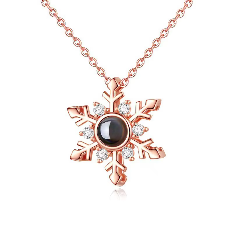 Collier de Projection de photos en couleur personnalisée, pendentif flocon de neige en cuivre et Zir