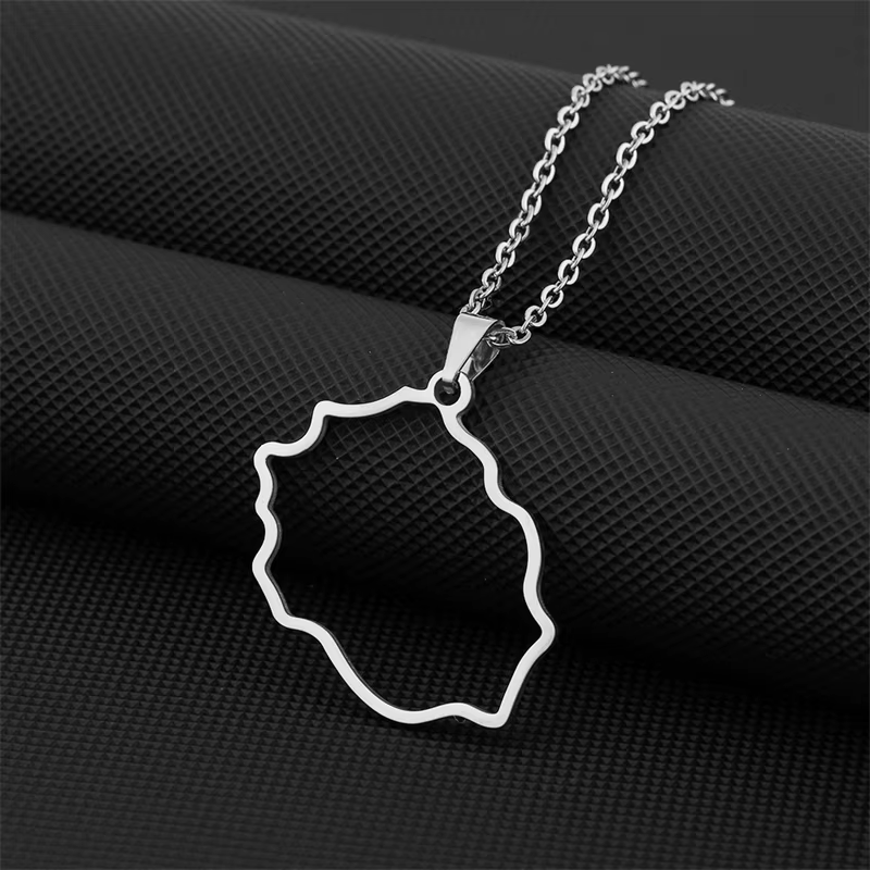 Collier pendentif carte de l'île de la réunion de France, en acier inoxydable pour femmes et filles,
