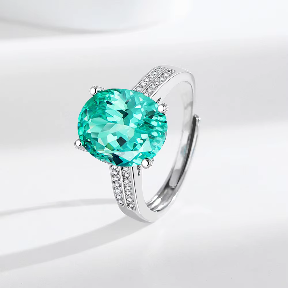 Bague en argent Sterling 925 en Zircon à Double rangée, bague élégante et Simple en Zircon bleu-vert
