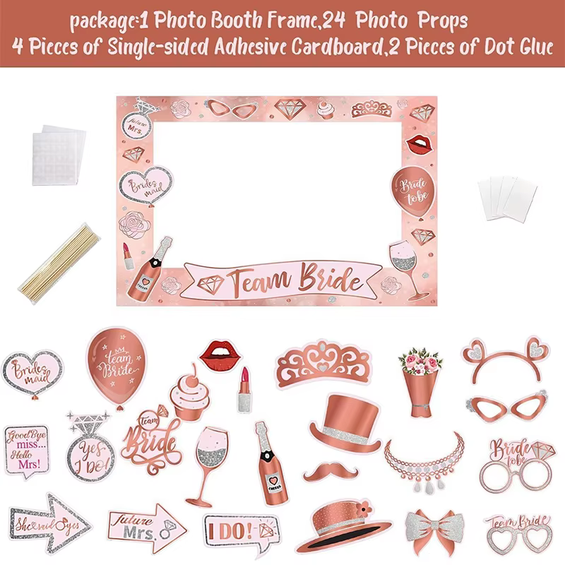 Ensemble d'accessoires de cabine photo Team Bride to be, cadre en papier, décoration de fête d'enter