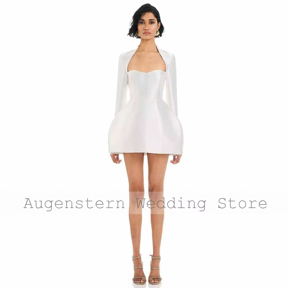 Robes de mariée simples personnalisées Mini robes de soirée en satin A-line pour femmes Robes de mar
