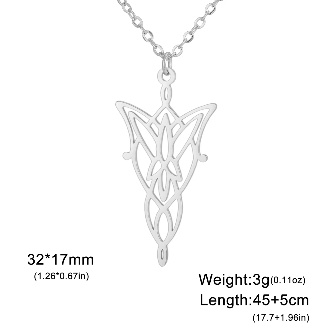 EUEAVAN Collier Princesse Elfe pour Femme et Fille, en Acier Inoxydable, Pendentif Creux Tendance, C