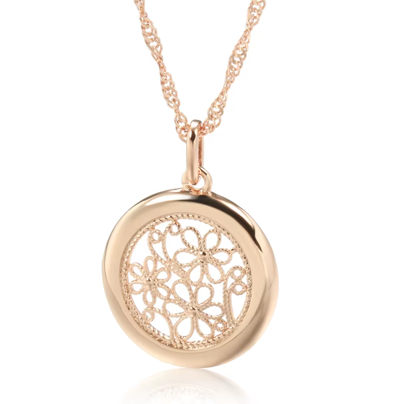 Kinel – collier Boho de luxe pour femmes, couleur or Rose 585, pendentif fleur en métal brillant, ha