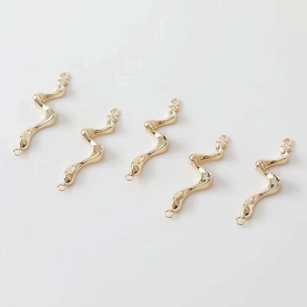 Pendentif ondulé 34x11mm, bielle, fournitures de fabrication de bijoux, boucles d'oreilles, breloque