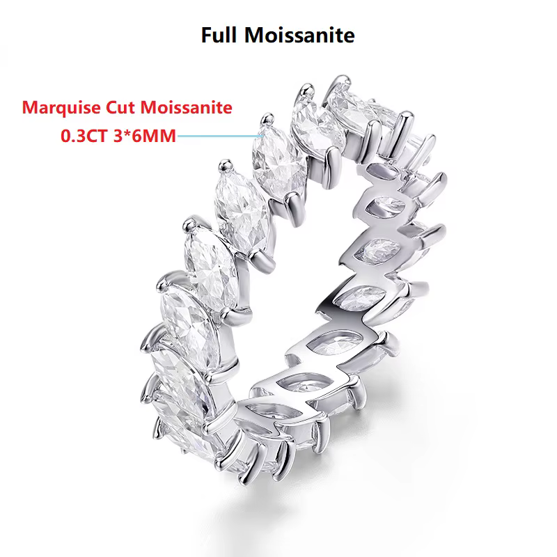 Halaile – bague en argent Sterling S925, couleur D, coupe Marquise, Moissanite, bijoux fins scintill