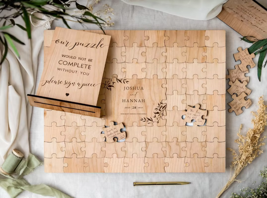 Livre d'or de mariage, livre d'or de puzzle alternatif, livre d'or de puzzle personnalisé, décor de 