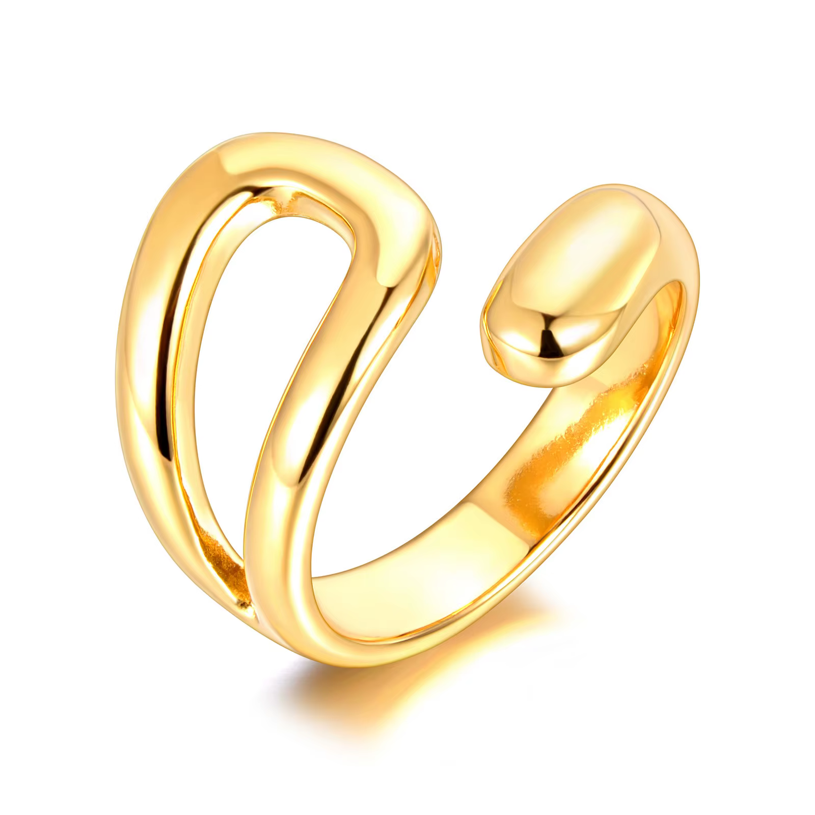 Lokaer – bague géométrique en acier inoxydable plaqué or 18K, anneau de fête bohème fait à la main, 