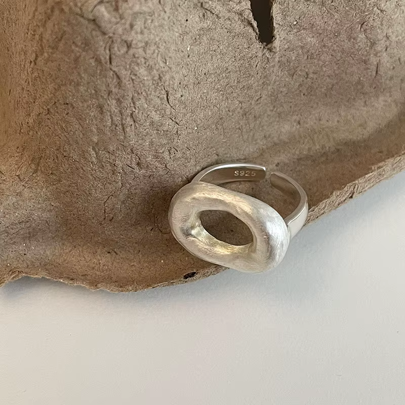 Bagues creuses géométriques en argent pour femmes et filles, Smiple de document, fête ouverte, cadea