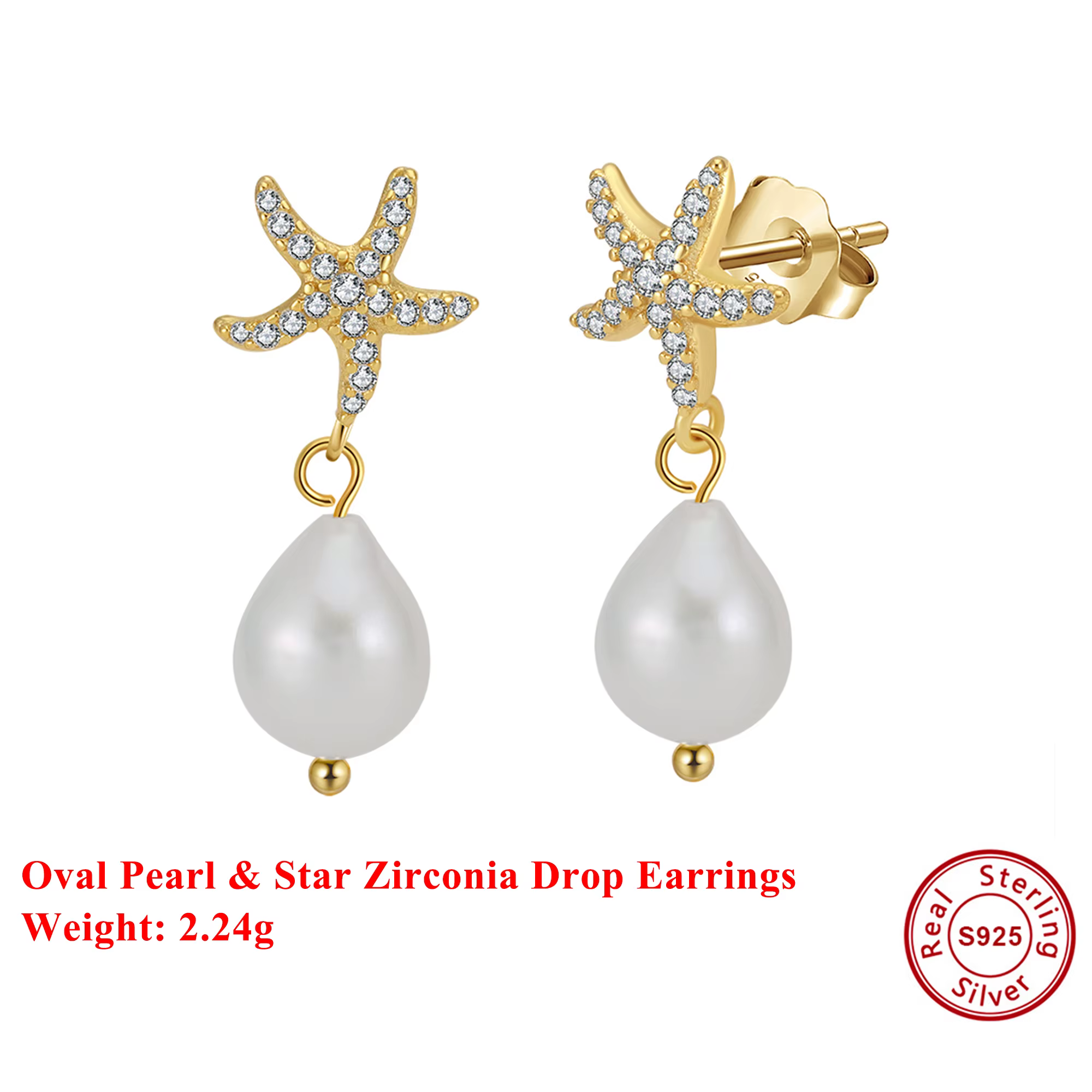 EFFIE QUEEN – collier ras du cou en perles naturelles, en argent Sterling 925, étoile de mer 5A CZ, 