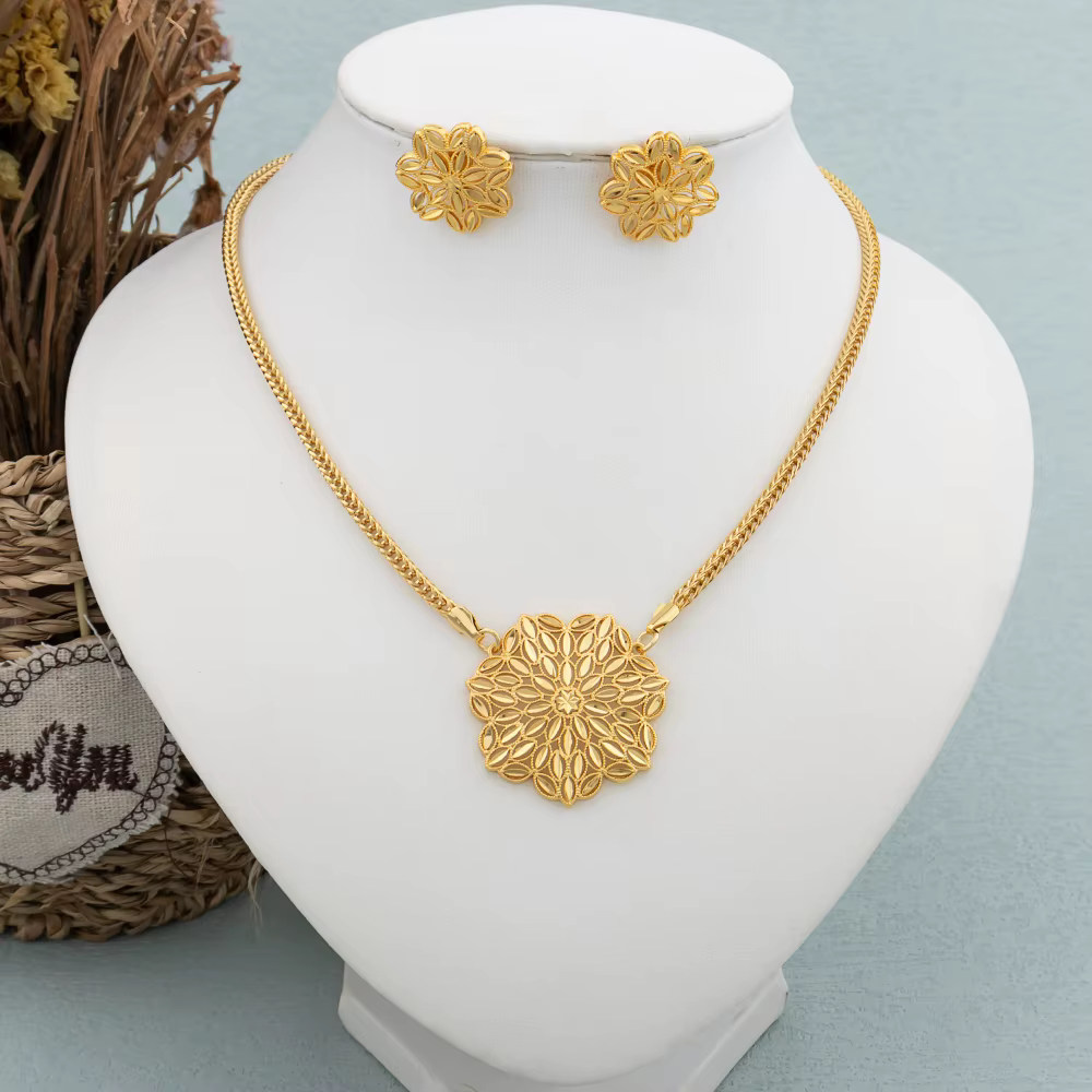 Ensemble de bijoux ronds pour femmes, Design africain, boucles d'oreilles créoles en cuivre, collier