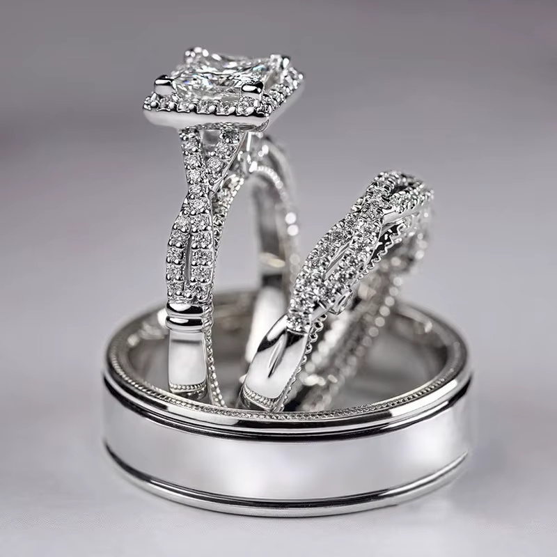Huitan – ensemble de 3 bagues de luxe pour femmes et hommes, accessoires de mode pour fête et mariag