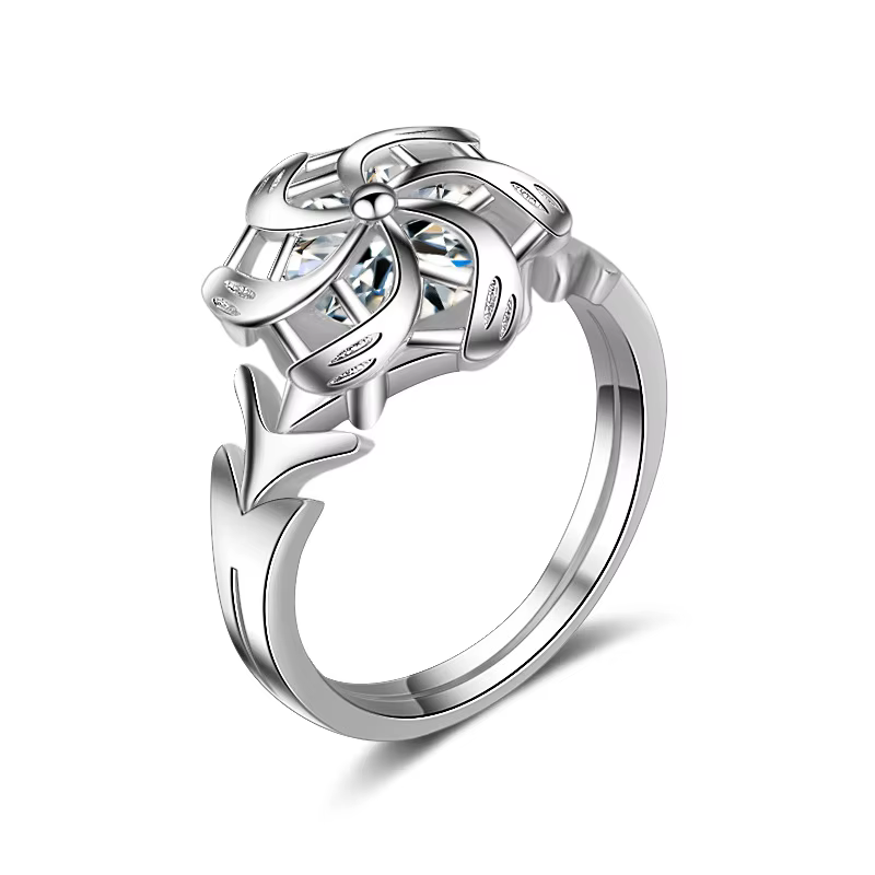 Bague de mariage couleur argent pour femmes et hommes, bague en forme de moulin à vent Galadriel Nen