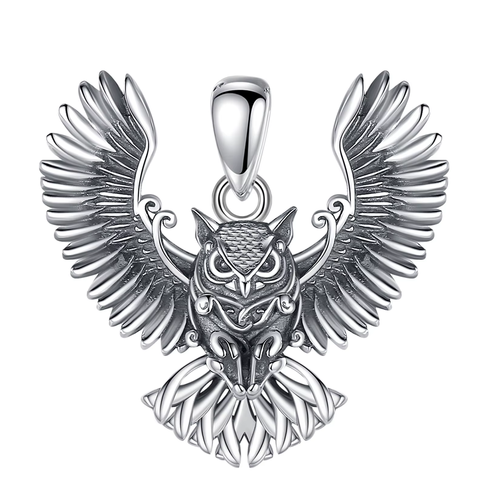 Eudora 925 argent Sterling Cool hibou collier pour femmes homme Vintage Hip Hop hibou amulette pende