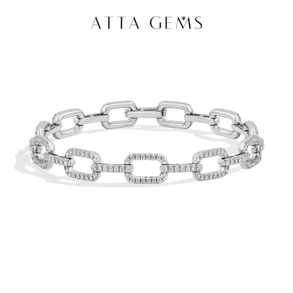 ATTAGEMS – Bracelet Moissanite Hip Hop pour hommes, en argent S925 plaqué or 18 carats, luxueux et e