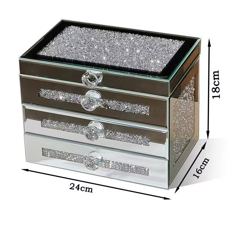 Grande boîte de rangement pour bijoux pour femmes, présentoir à bagues, colliers, bracelets et boucl