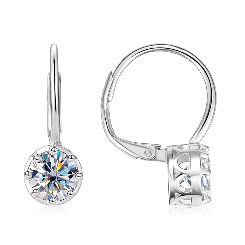 OXTAO – boucles d'oreilles pendantes de luxe en Moissanite, en or 14 carats pour femmes, 6.5mm, coul