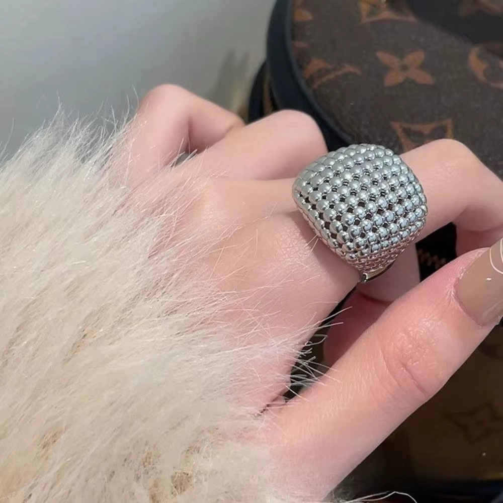 Bagues ajustables tendance pour femmes, à ouverture sphérique, géométriques, ajourées et exagérées, 