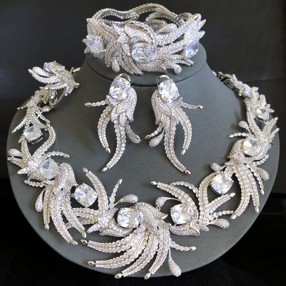 Missvikki nouveau grand luxe émeraude dubaï ensembles de bijoux de mariée pour les femmes de fête de