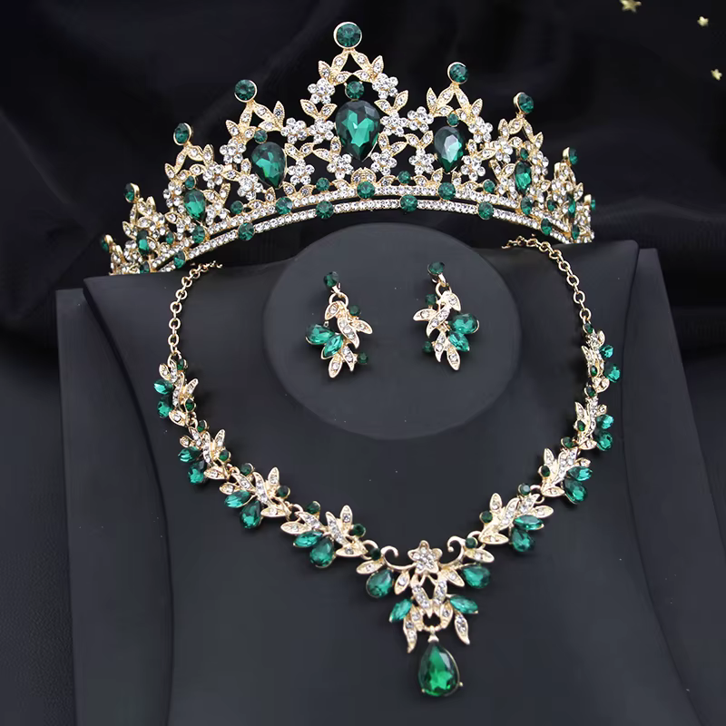 Parures de bijoux Princesse Couronne Rose pour Femme – Diadèmes, Colliers et Boucles d'oreilles pour