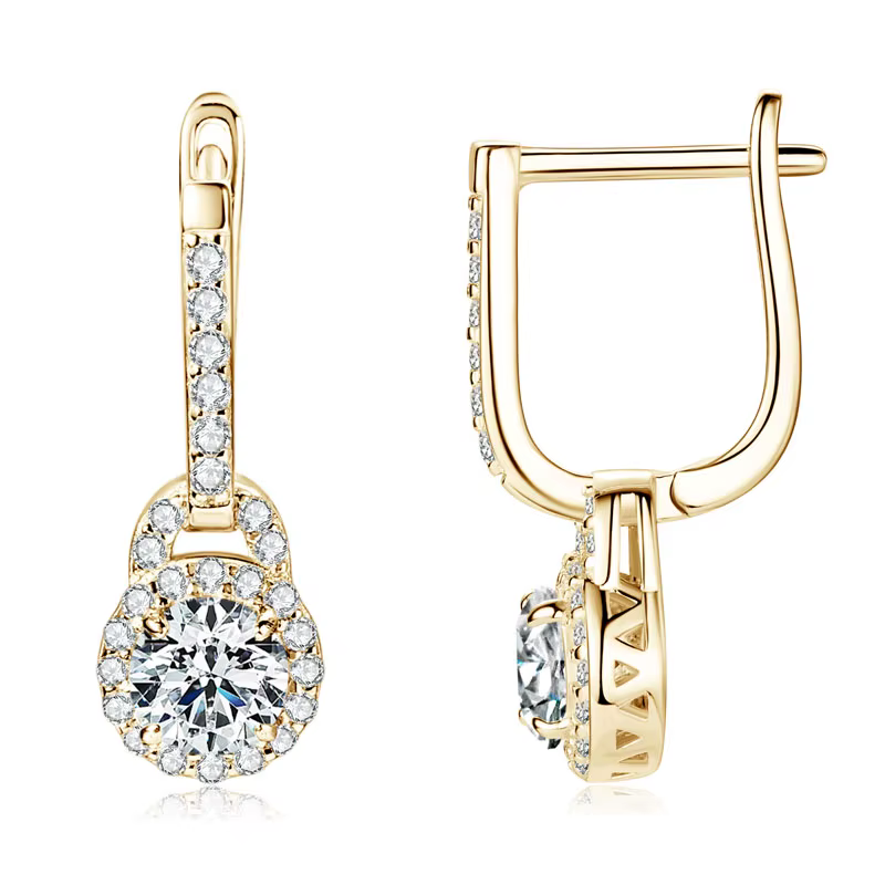 IOGOU luxe S925 argent 5mm 0.5ct Moissanite boucles d'oreilles pour les femmes réel Moissanite diama