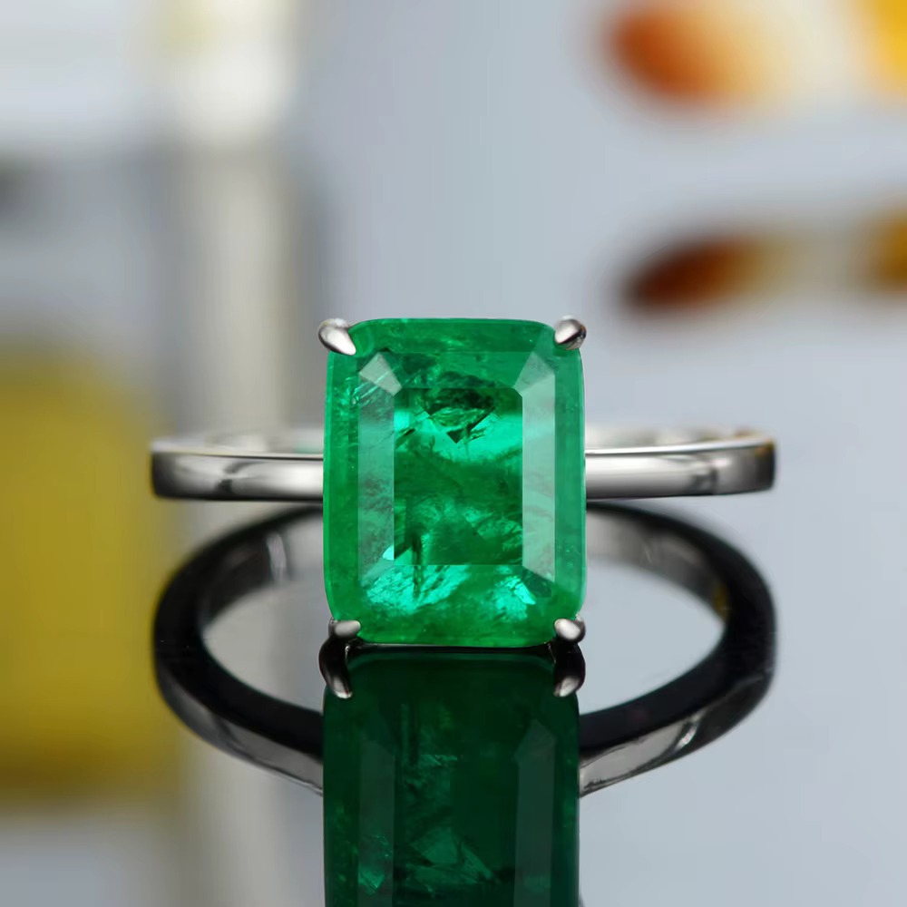 Gica Gema-Bagues de mariage en argent regardé 925 pour femme, émeraude de Rotterdam, diamant à haute
