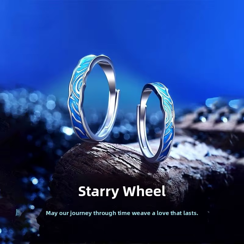 Bague Lumineuse Étoilée pour Couple, Cadeau d'Anniversaire Scintillant pour Petit Ami ou Petite Amie