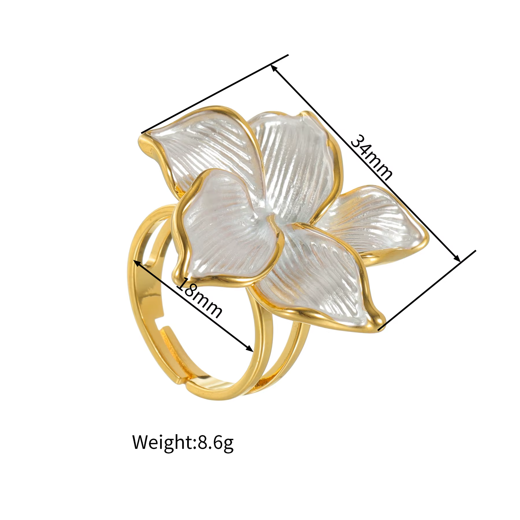 Sifisrri Simple Zircon fleur perlée anneaux pour femmes fille en acier inoxydable bijoux réglable co
