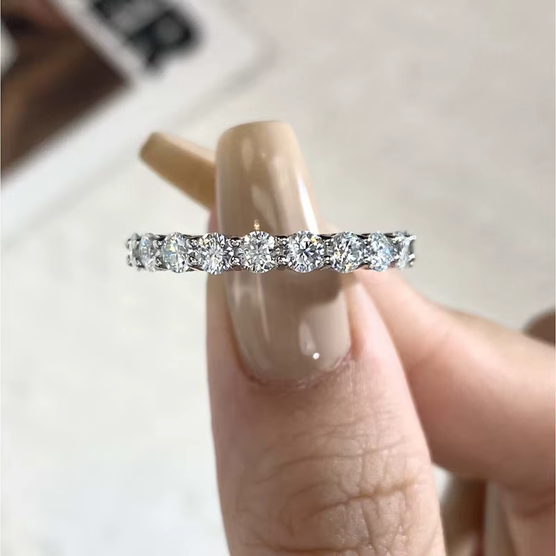 Bagues en diamant Moissanite pour femme, argent regardé 925, bande d'éternité, mariage, fiançailles,