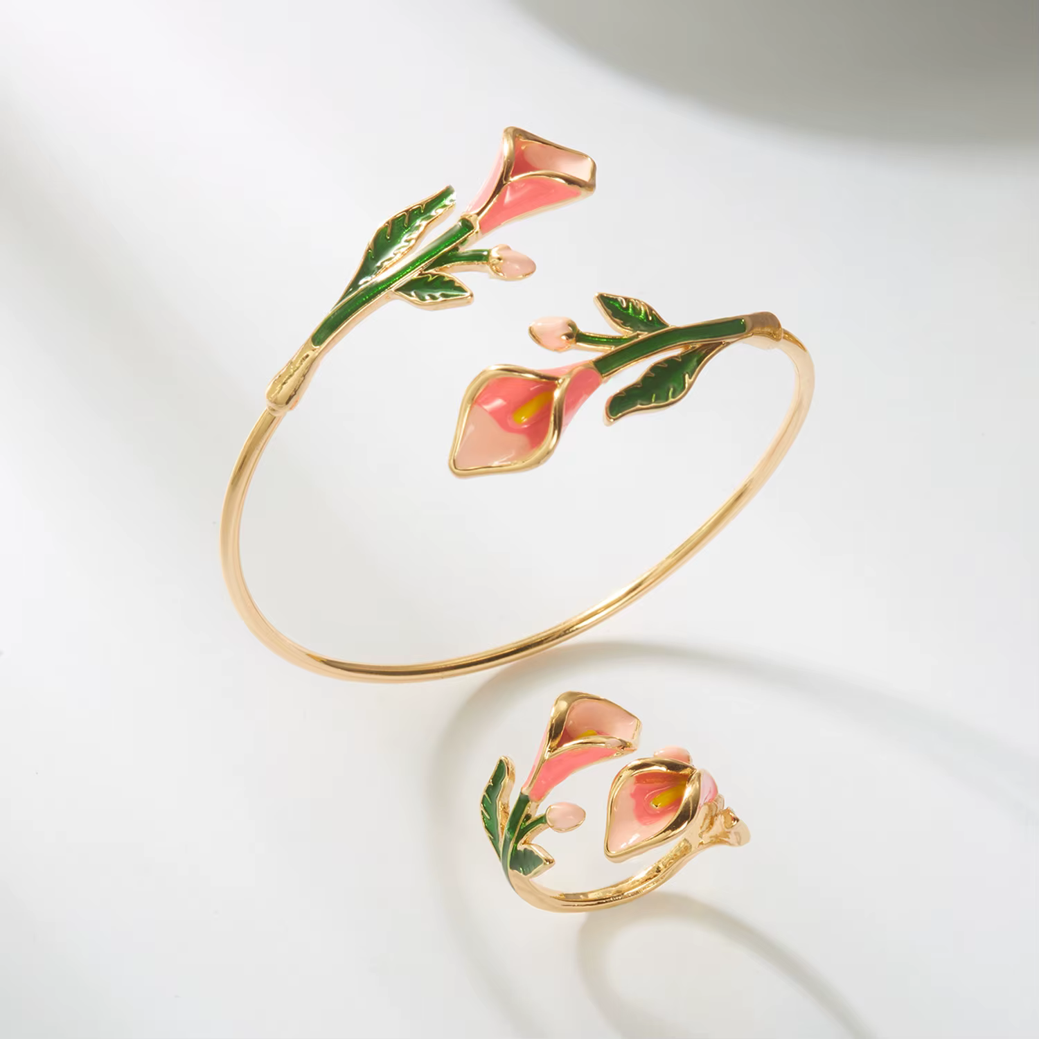 Ensemble de bijoux romantique pour femme, motif fleur de muguet, style vintage, comprenant un bracel