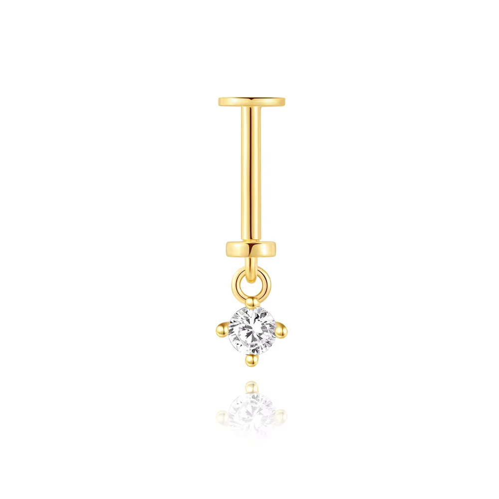 Aide – piercing Vertical en argent Sterling 925 pour femme, goutte d'eau, foudre, Zircon croisé, pla