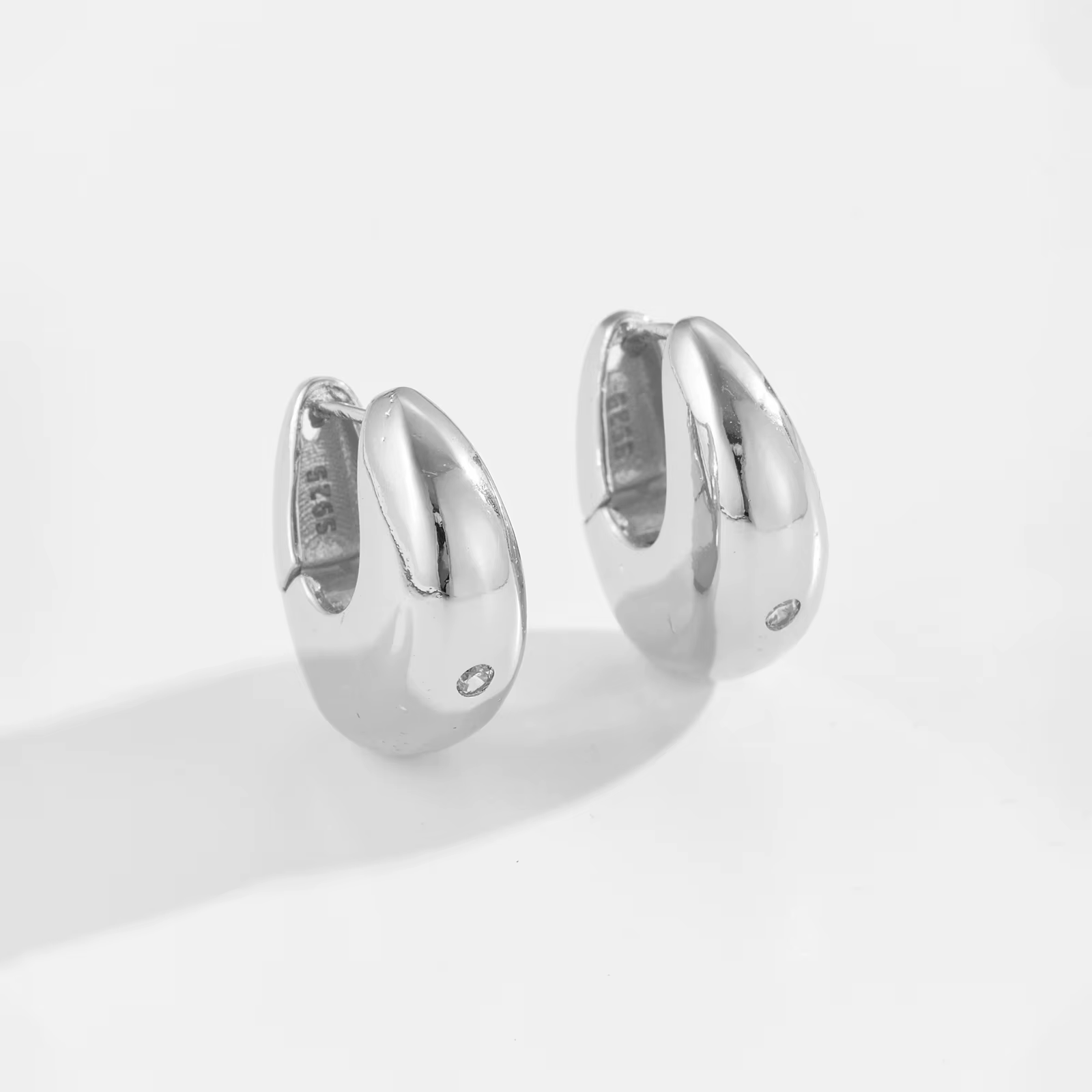 DPLAOPA 925 argent Sterling or Zircon CZ épais boucles d'oreilles Huggies 2025 Vintage luxe Fine Roc